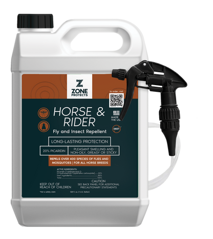 Zone Protects Horse & Rider Fly & Insect Repellent Spray, Gallon w/ Battery-Operated Wand