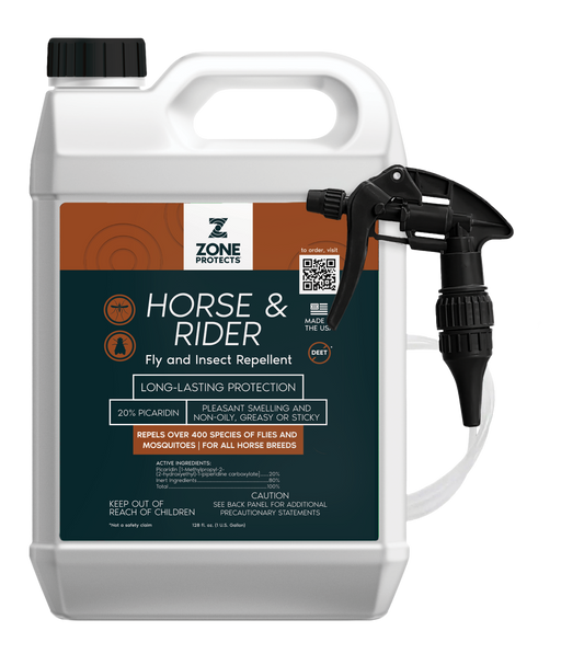 Zone Protects Horse & Rider Fly & Insect Repellent Spray, Gallon w/ Battery-Operated Wand