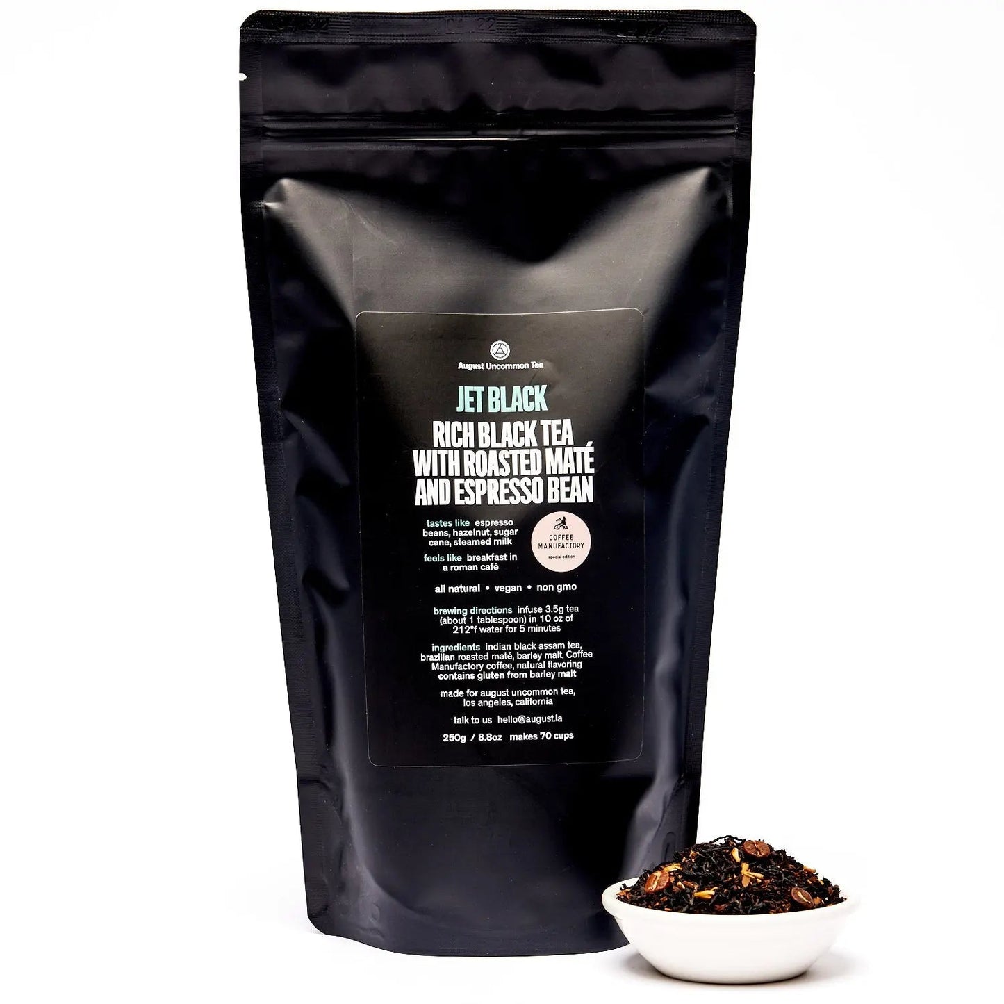 August Uncommon Tea Jet Black - Roasty Coffee Black Tea