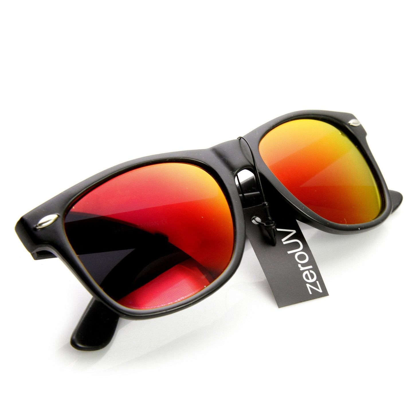 zeroUV Retro Matte Black Horned Rim Flash Colored Lens Sunglasses 58mm 8025
