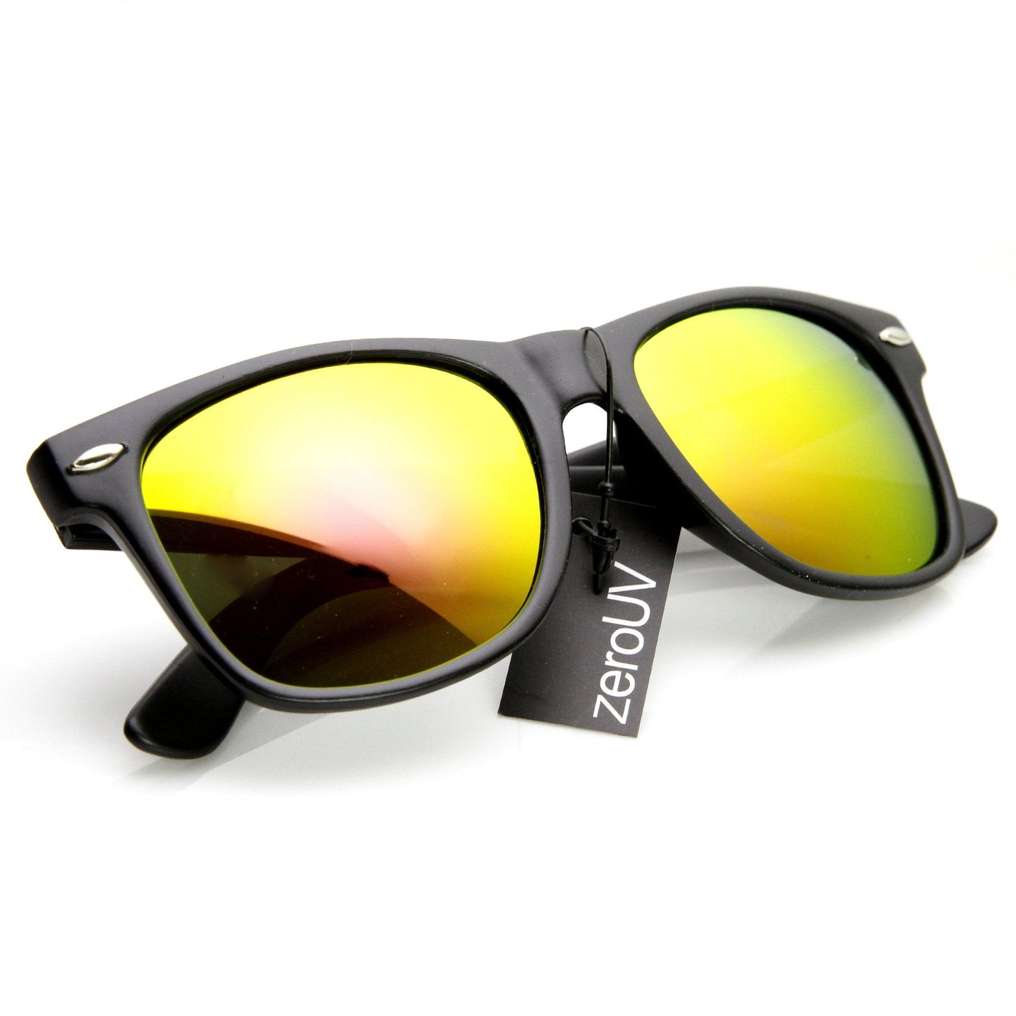 zeroUV Retro Matte Black Horned Rim Flash Colored Lens Sunglasses 58mm 8025