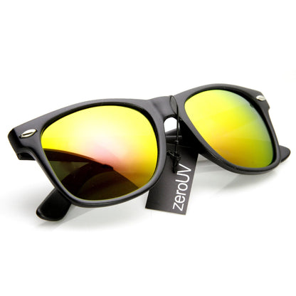 zeroUV Retro Matte Black Horned Rim Flash Colored Lens Sunglasses 58mm 8025