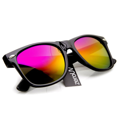 zeroUV Retro Matte Black Horned Rim Flash Colored Lens Sunglasses 58mm 8025