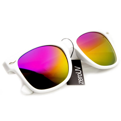 zeroUV Retro Matte Black Horned Rim Flash Colored Lens Sunglasses 58mm 8025