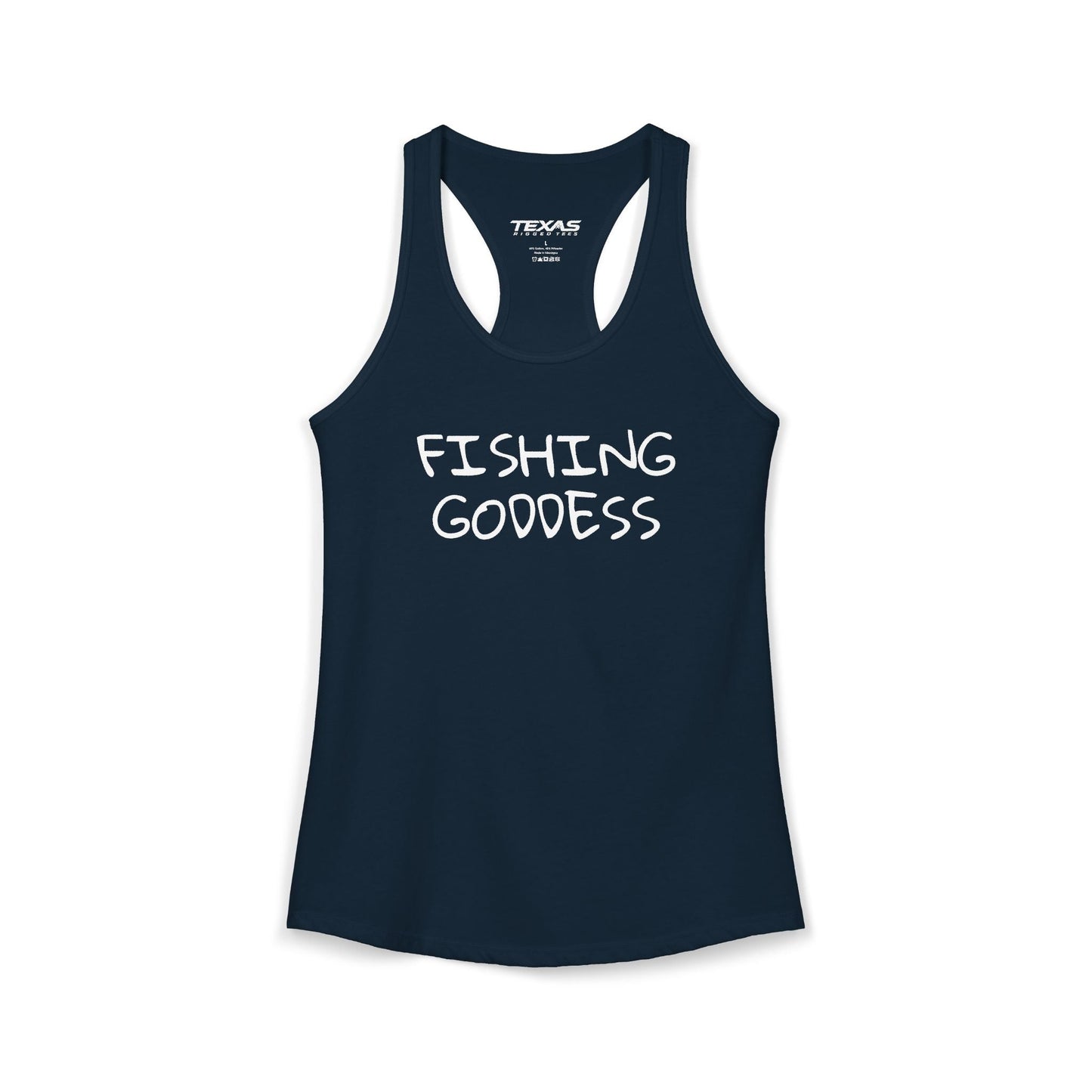 Texas Rigged Tees Fishing Goddess — Women’s Racerback Tank