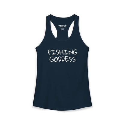Texas Rigged Tees Fishing Goddess — Women’s Racerback Tank