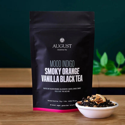 August Uncommon Tea Mood Indigo - Smoky Orange Vanilla Black tea