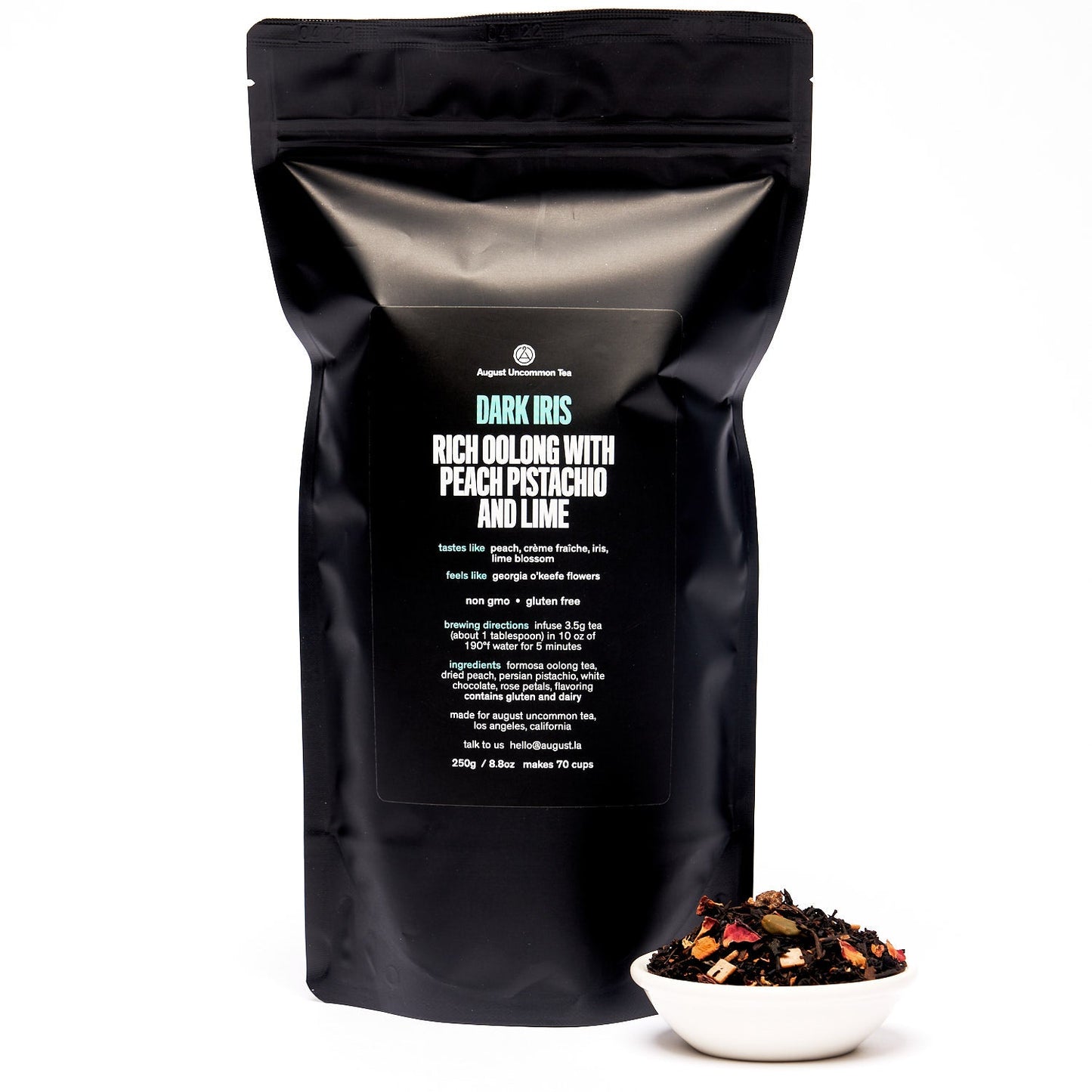 August Uncommon Tea Dark Iris - Peach Pistachio Oolong Tea