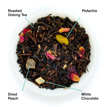 August Uncommon Tea Dark Iris - Peach Pistachio Oolong Tea