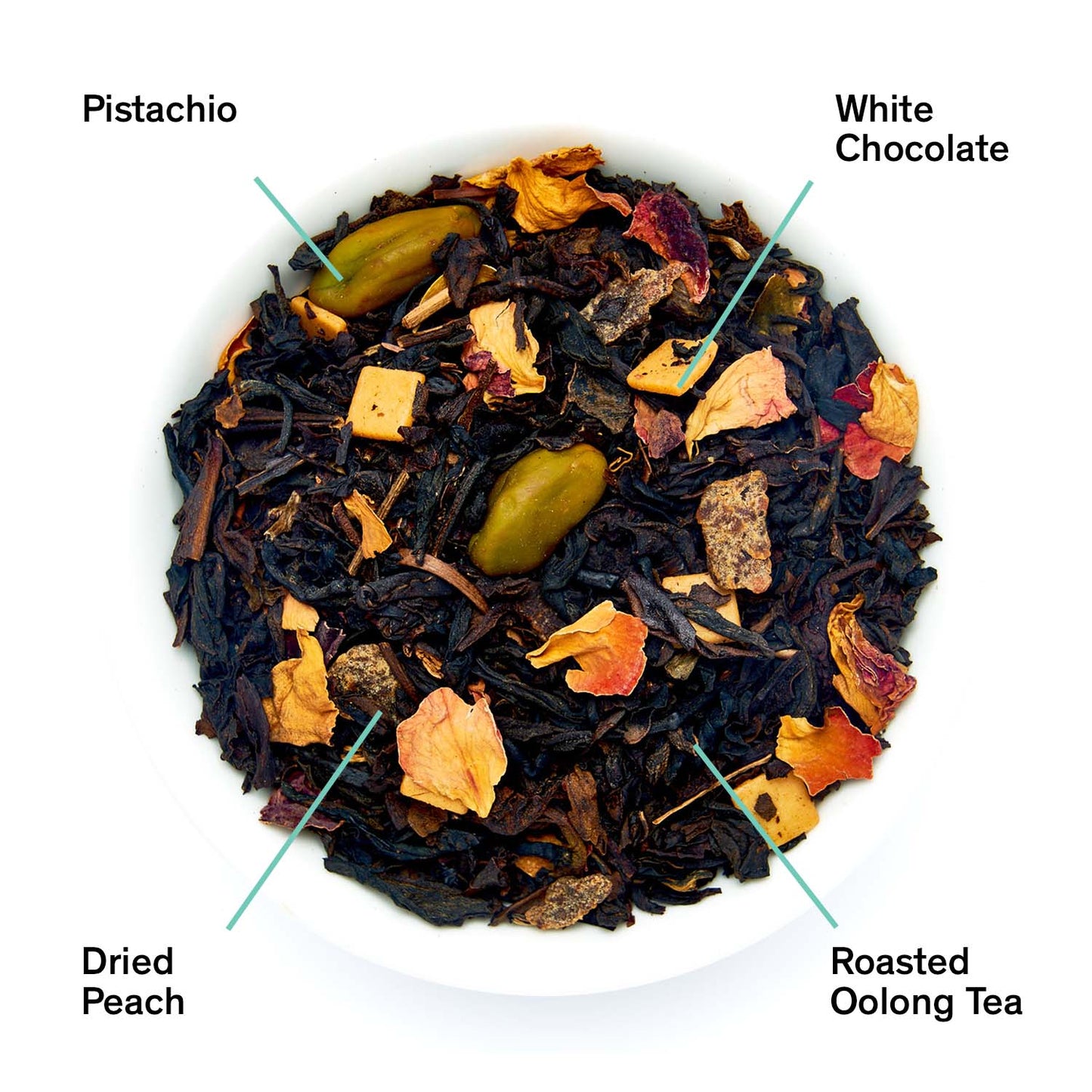 August Uncommon Tea Dark Iris - Peach Pistachio Oolong Tea