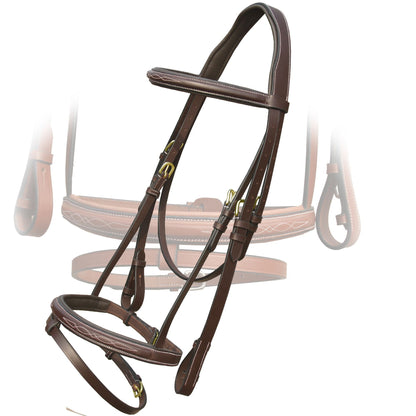 Bridles & Reins ExionPro Twin Designer Fancy Stitched English Snaffle Bridle with Reins