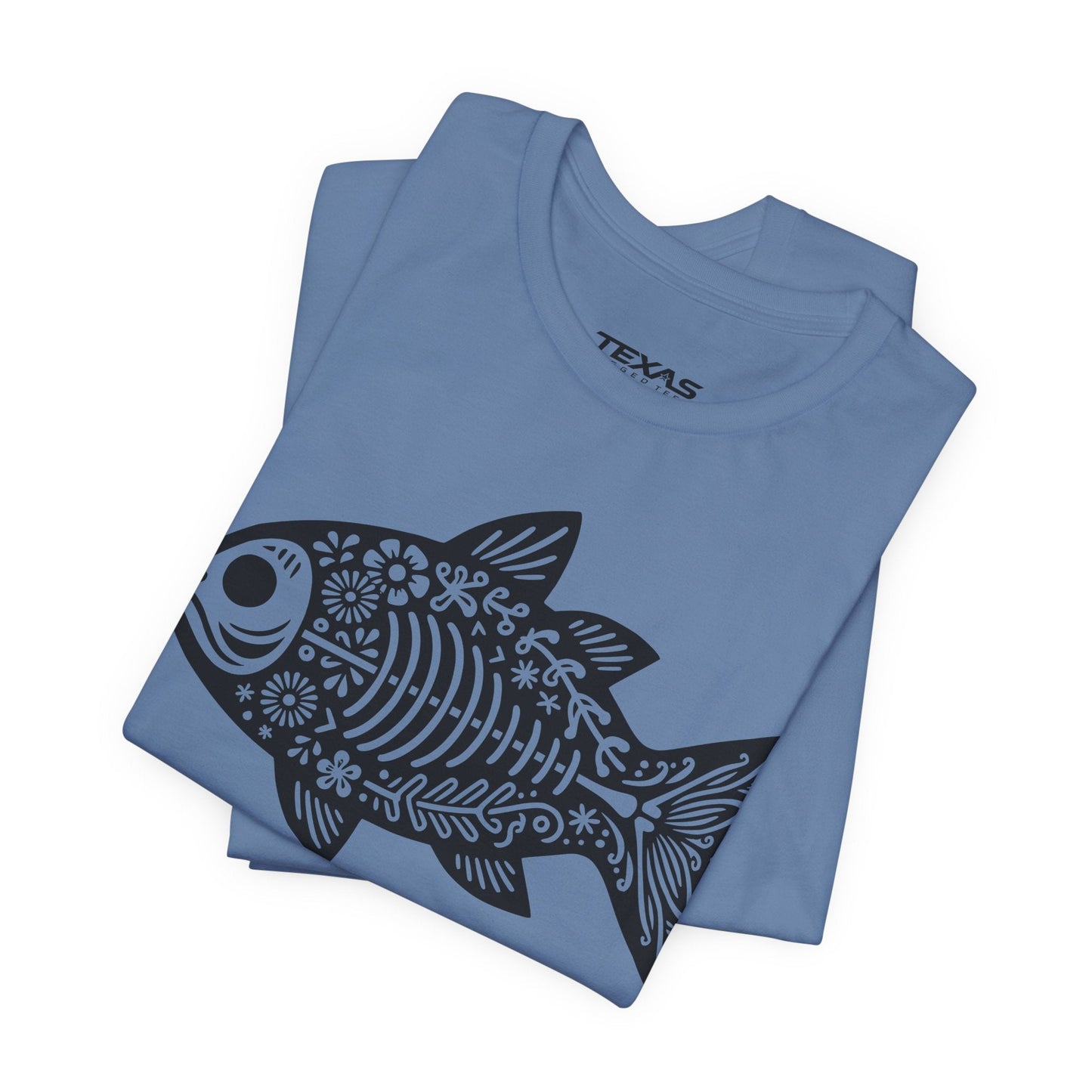 Texas Rigged Tees Mexican Flora Fish Skeleton — Unisex Cotton Tee