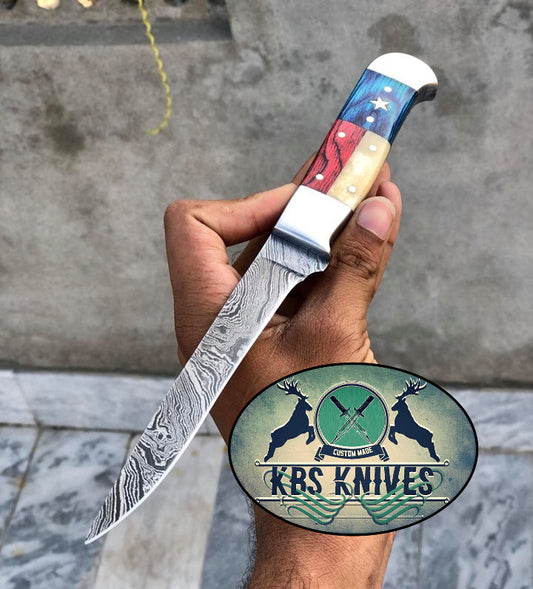 KBS Knives Handmade Damascus Steel Texan Good Knife for Fishing
