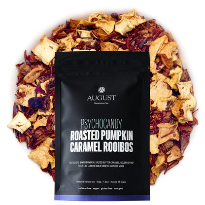 August Uncommon Tea Psychocandy - Roasted Pumpkin Caramel Rooibos Tea (Caffeine Free)
