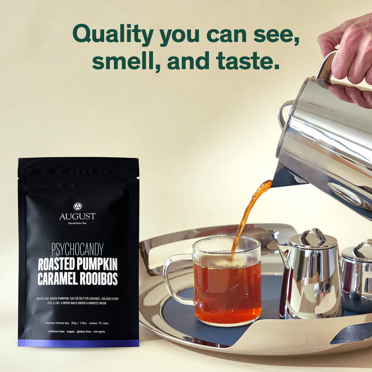 August Uncommon Tea Psychocandy - Roasted Pumpkin Caramel Rooibos Tea (Caffeine Free)