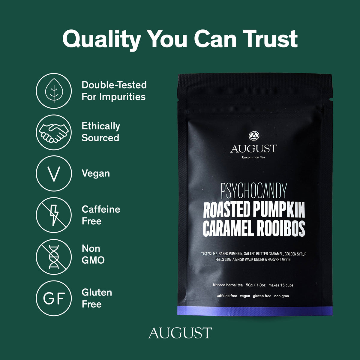 August Uncommon Tea Psychocandy - Roasted Pumpkin Caramel Rooibos Tea (Caffeine Free)