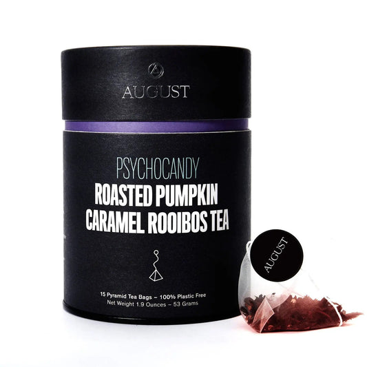 August Uncommon Tea Psychocandy - Roasted Pumpkin Caramel Rooibos Tea (Caffeine Free) (15 Tea Bags)