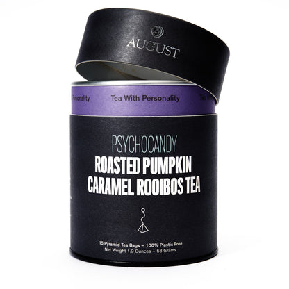 August Uncommon Tea Psychocandy - Roasted Pumpkin Caramel Rooibos Tea (Caffeine Free) (15 Tea Bags)