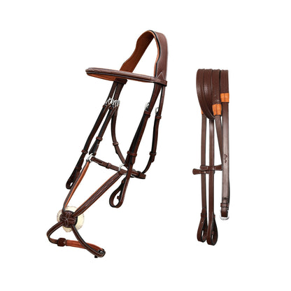 Bridles & Reins ExionPro Designer Fancy Stitched Figure 8 English Bridle With Rubber Reins