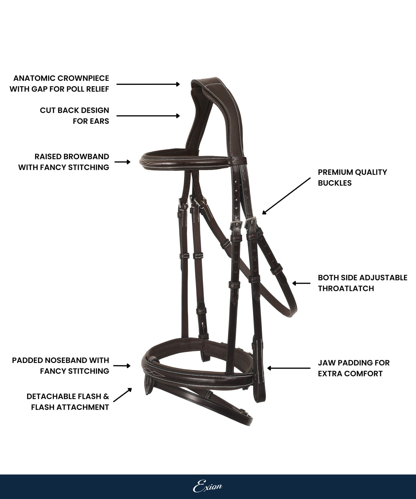 Bridles & Reins ExionPro 'Phoenix' Convertible Jumping Bridle with Removable Flash & Reins
