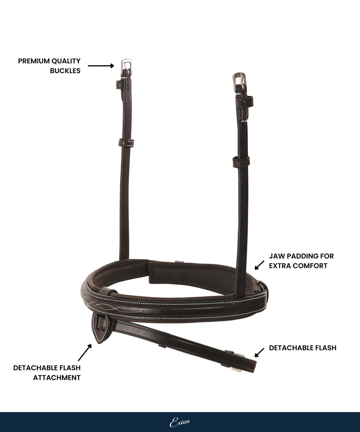 Bridles & Reins Replacement Noseband of ExionPro 'Phoenix' Convertible Jumping Bridle with Removable Flash