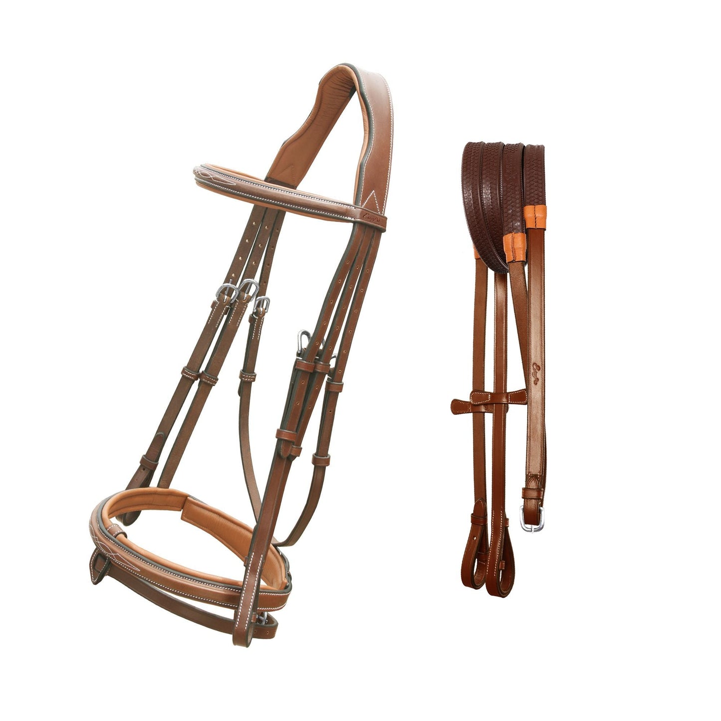 Bridles & Reins ExionPro 'Phoenix' Convertible Jumping Bridle with Removable Flash & Reins