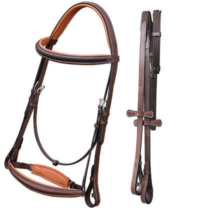 Bridles & Reins ExionPro Net Braided Browband & Dressage Bridle with Web Reins