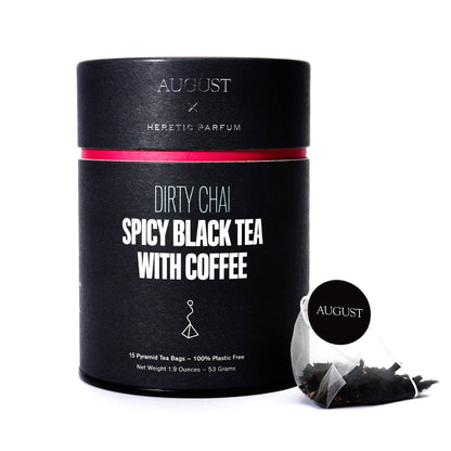 August Uncommon Tea Dirty Chai - Spicy Black Tea With Coffee (15 Tea Bags)