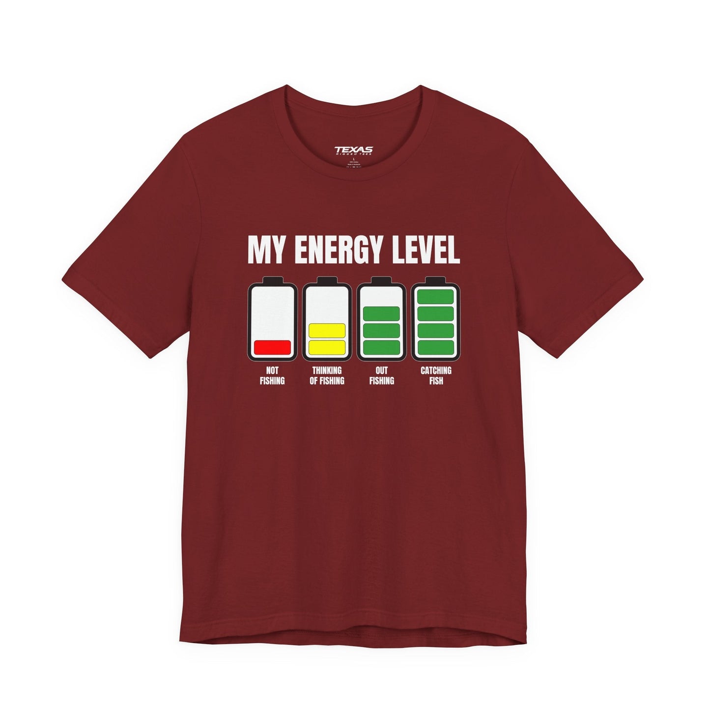 Texas Rigged Tees My Energy Level — Unisex Cotton Tee