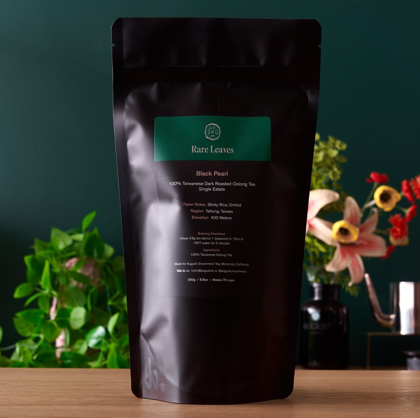 August Uncommon Tea Rare Leaves Black Pearl - Single Estate Taiwanese Dark Roasted Oolong Tea