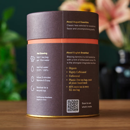 August Uncommon Tea Essentials English Breakfast Black Tea - 15 Tea Bags