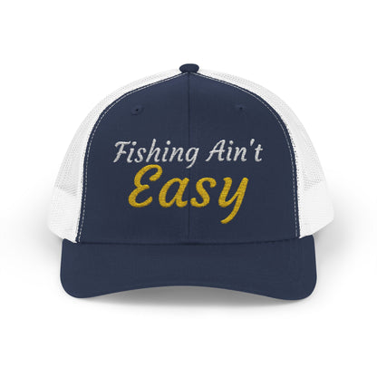 Texas Rigged Tees Fishing Ain't Easy — Embroidered Baseball Cap