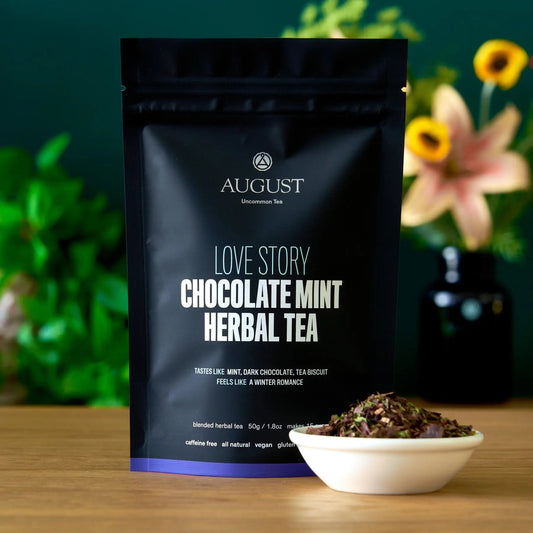 August Uncommon Tea Love Story - Chocolate Mint Herbal Tea (Caffeine Free)