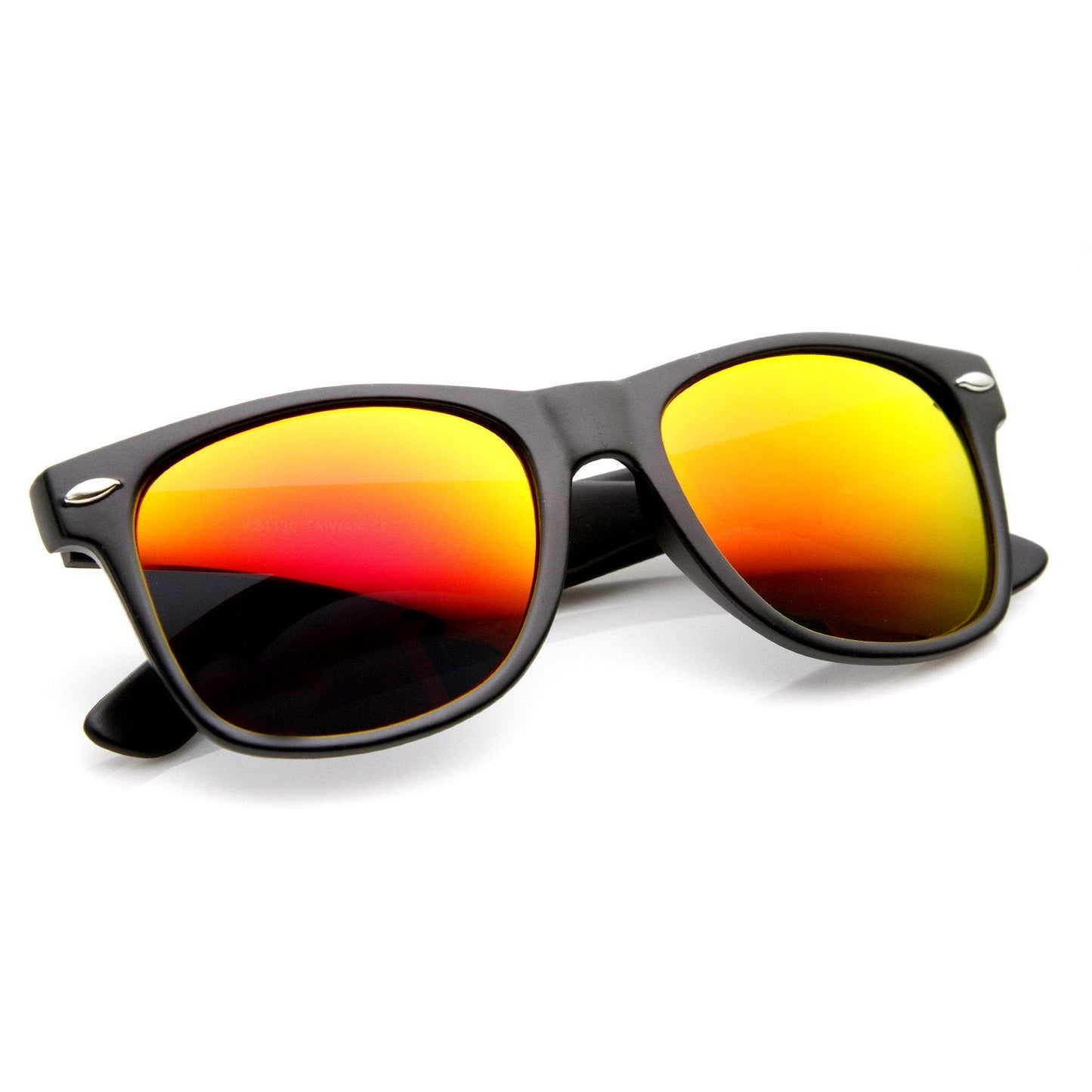 zeroUV Retro Matte Black Horned Rim Flash Colored Lens Sunglasses 58mm 8025