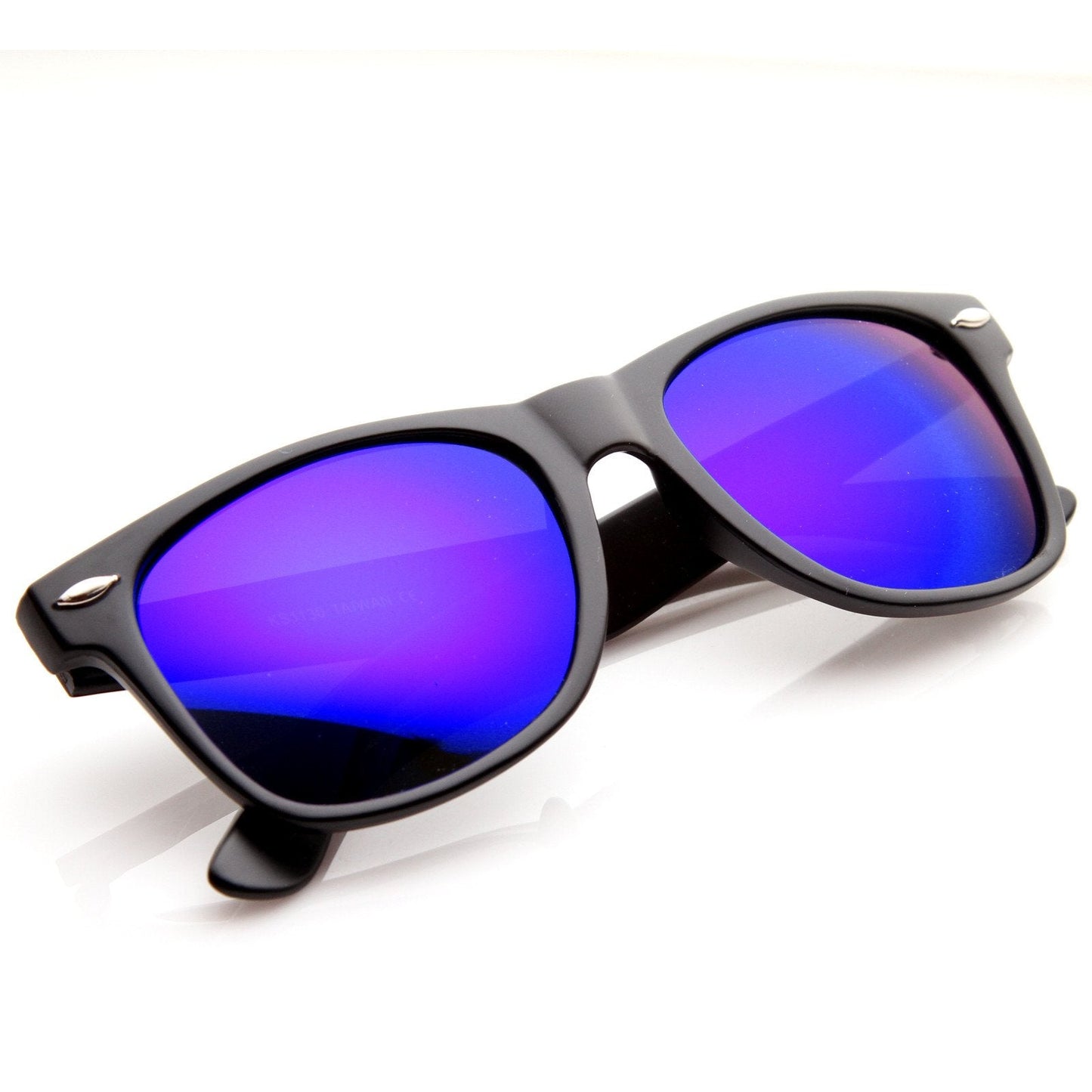 zeroUV Retro Matte Black Horned Rim Flash Colored Lens Sunglasses 58mm 8025