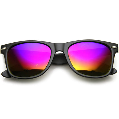 zeroUV Retro Matte Black Horned Rim Flash Colored Lens Sunglasses 58mm 8025