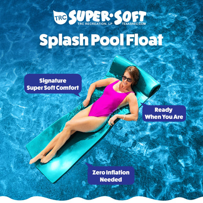 TRC Recreation Splash 1.25" Thick Foam Swimming Pool Float Mat, Tropical Teal