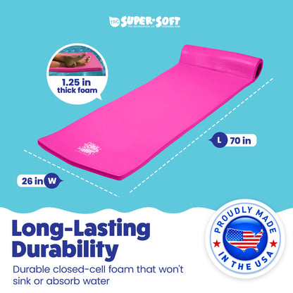 TRC Recreation Splash 1.25" Thick Pool Float Mats, Bahama Blue/Flamingo Pink