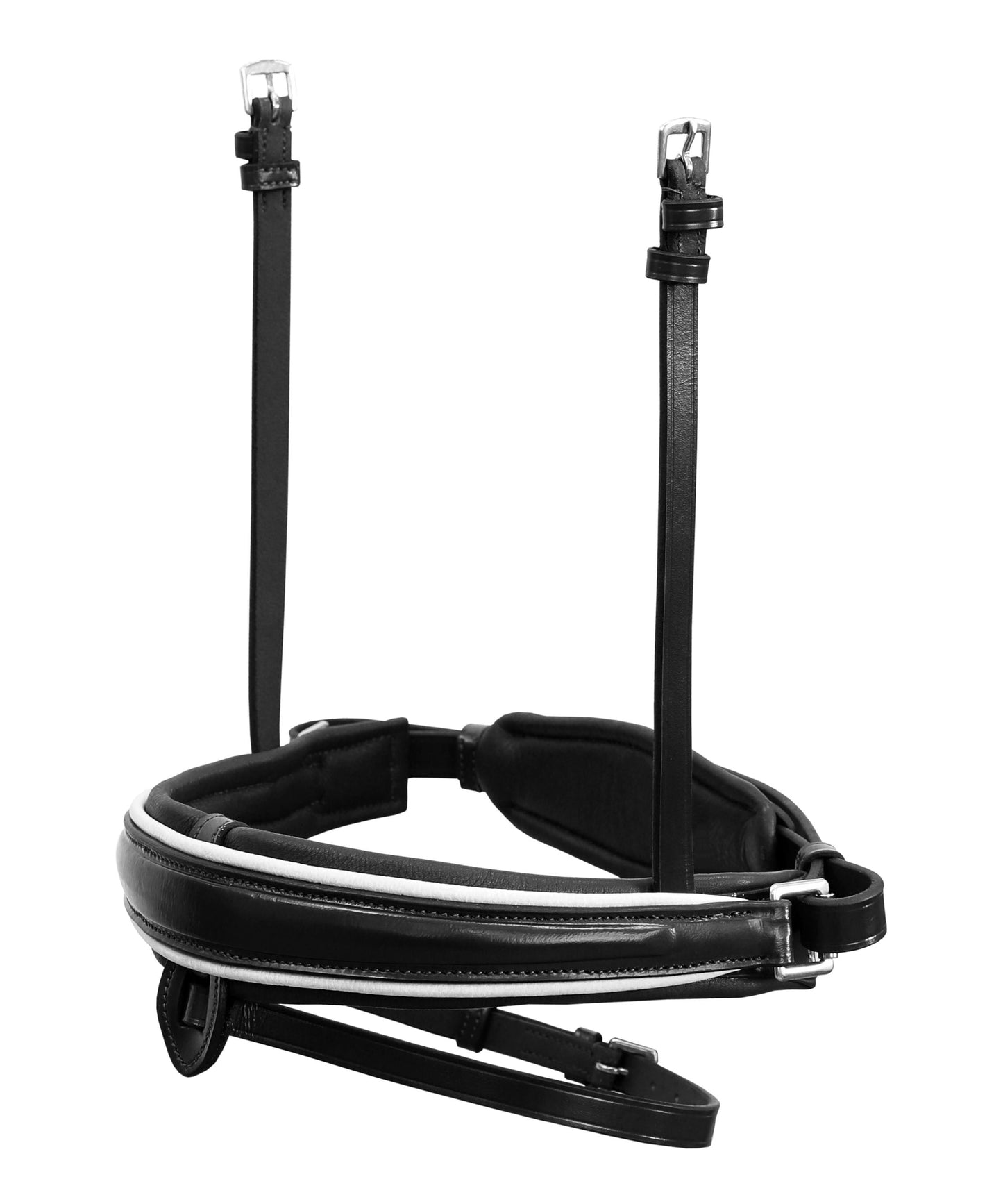Bridles & Reins ExionPro Comfort Lined White Piping Broad Dressage Bridle With Web Reins