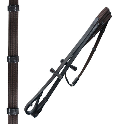Bridles & Reins ExionPro Comfort Lined White Piping Broad Dressage Bridle With Web Reins
