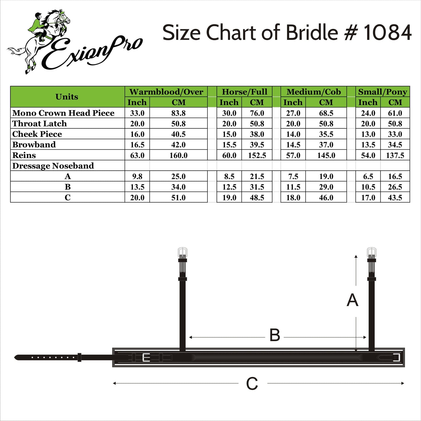 Bridles & Reins ExionPro Comfort Lined White Piping Broad Dressage Bridle With Web Reins