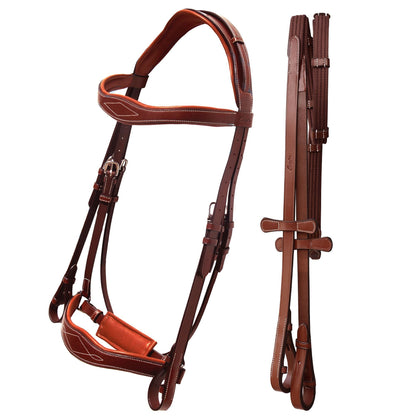 Bridles & Reins ExionPro Broad Wave Shape Designer Fancy Dressage Bridle & Web Reins