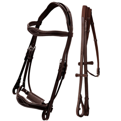 Bridles & Reins ExionPro Broad Wave Shape Designer Fancy Dressage Bridle & Web Reins