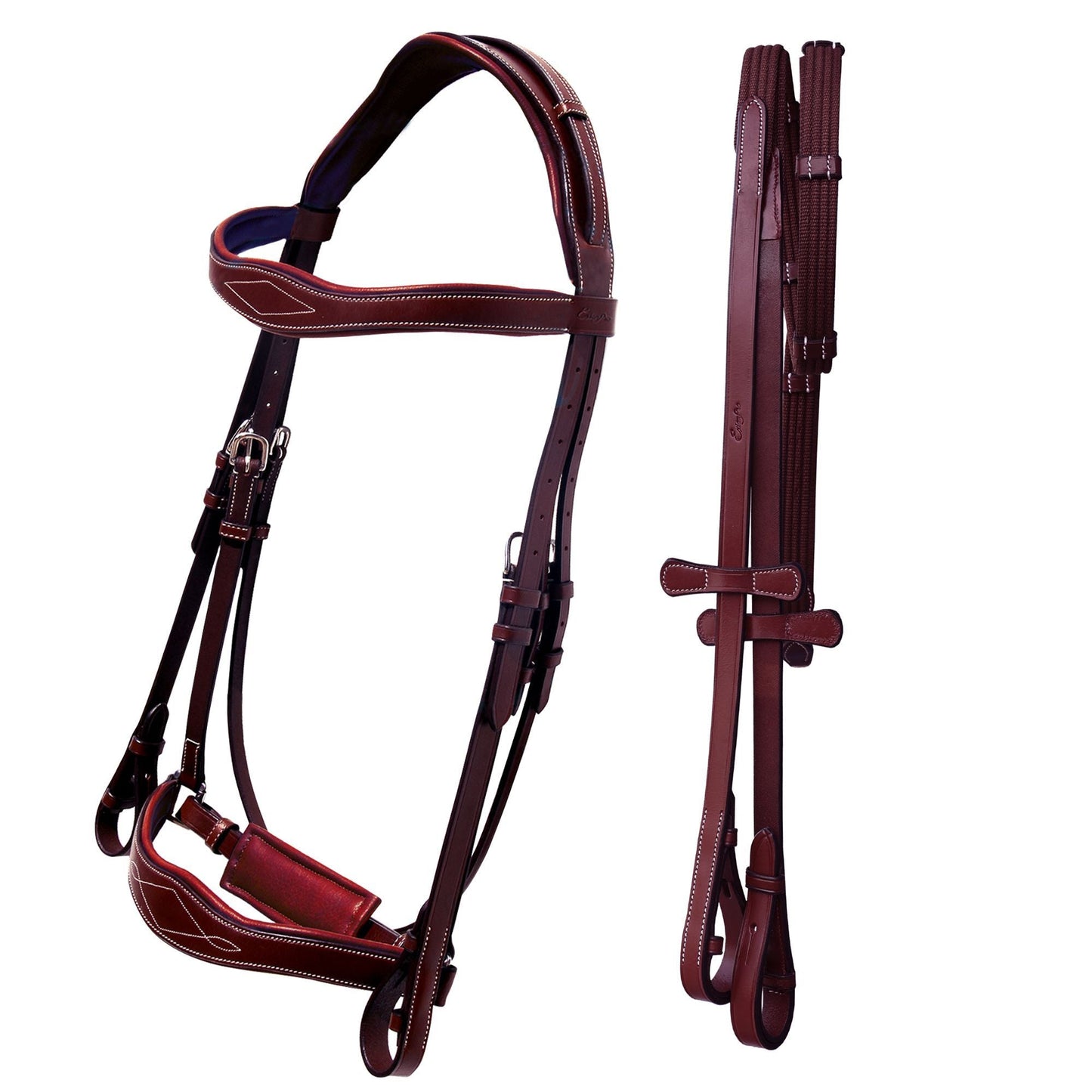 Bridles & Reins ExionPro Broad Wave Shape Designer Fancy Dressage Bridle & Web Reins