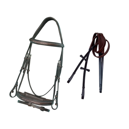 Bridles & Reins ExionPro Designer Fancy Stitched Bridle with Flash and Rubber Reins