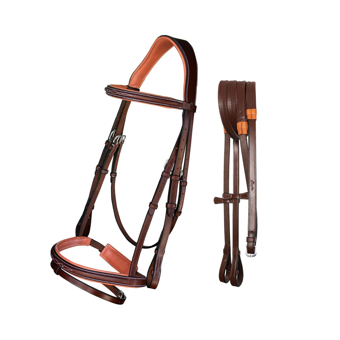 Bridles & Reins ExionPro Designer Fancy Stitched Bridle with Flash and Rubber Reins