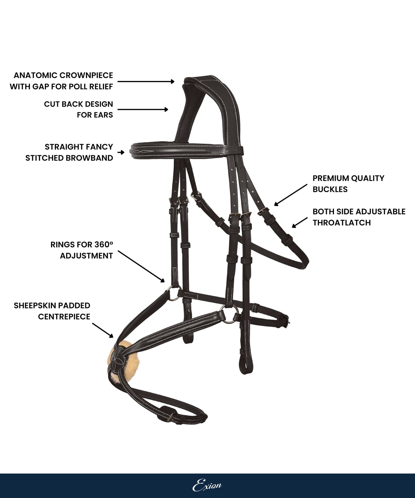 Bridles & Reins ExionPro 'Vela' Figure 8 Jumping Bridle with Reins