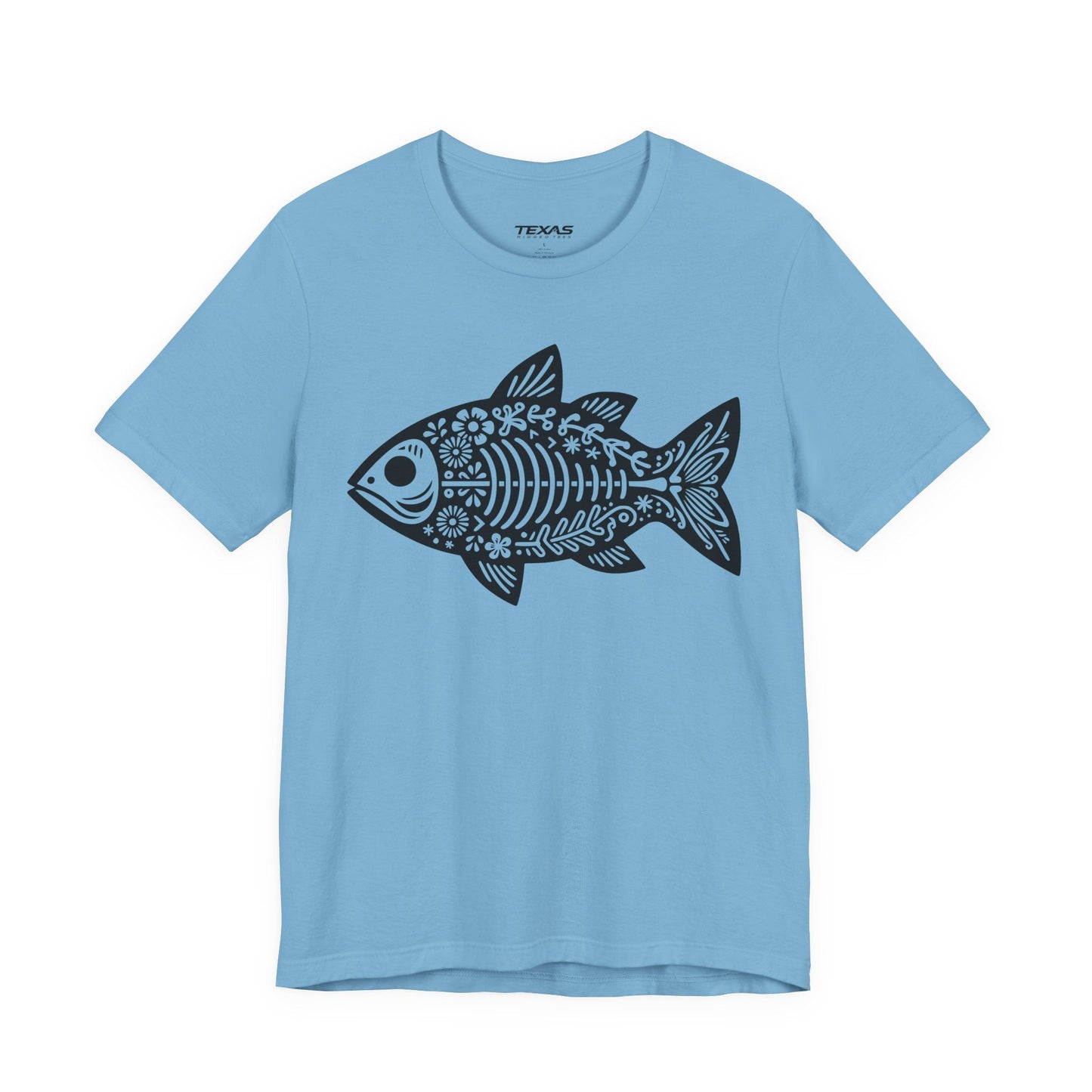 Texas Rigged Tees Mexican Flora Fish Skeleton — Unisex Cotton Tee