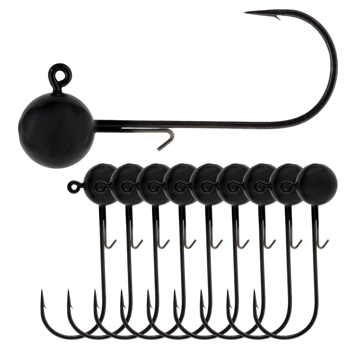 Reaction Tackle Lead Ball Jigs (10-Pack) – Premium Round Jig Heads for Soft Plastics - New