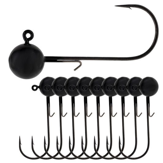 Reaction Tackle Lead Ball Jigs (10-Pack) – Premium Round Jig Heads for Soft Plastics - New
